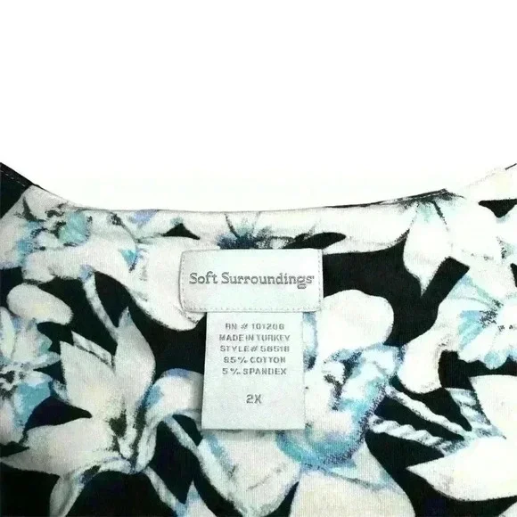 Soft Surroundings Faux Wrap Long Sleeve Surplice Knit Floral Dress 2X - Picture 8 of 8